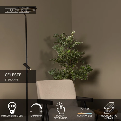 Lucide CELESTE - Stehlampe - Ø 28 cm - LED Dim. - 2700K - Schwarz | Essential - USP